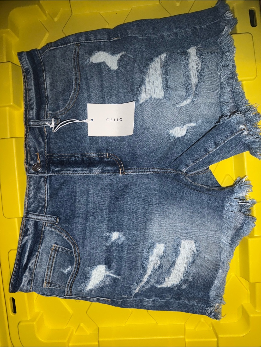 Cello Ripped Denim Jean Shorts - Blue